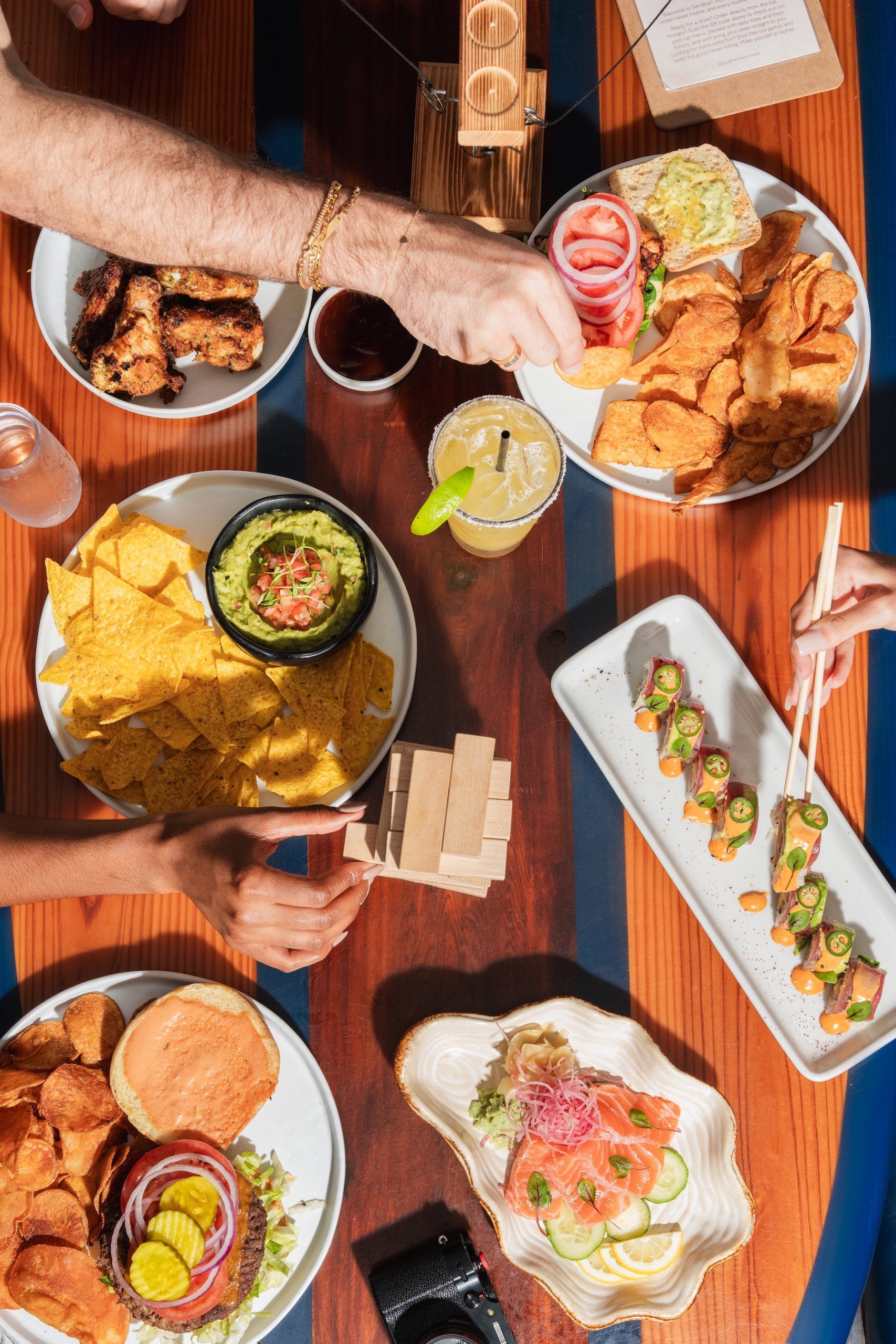 Variety of food from Sandbar at Newport PIer