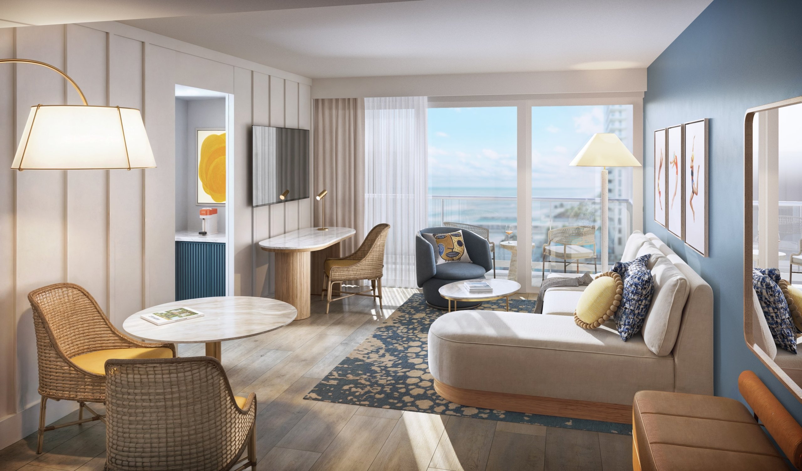 Living area of Ocean View Deluxe Room with Terrace