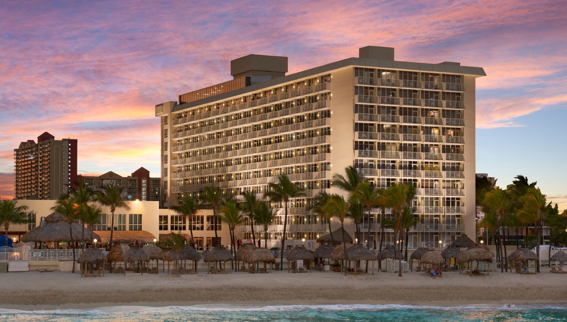 The Sunny Hotel at sunset