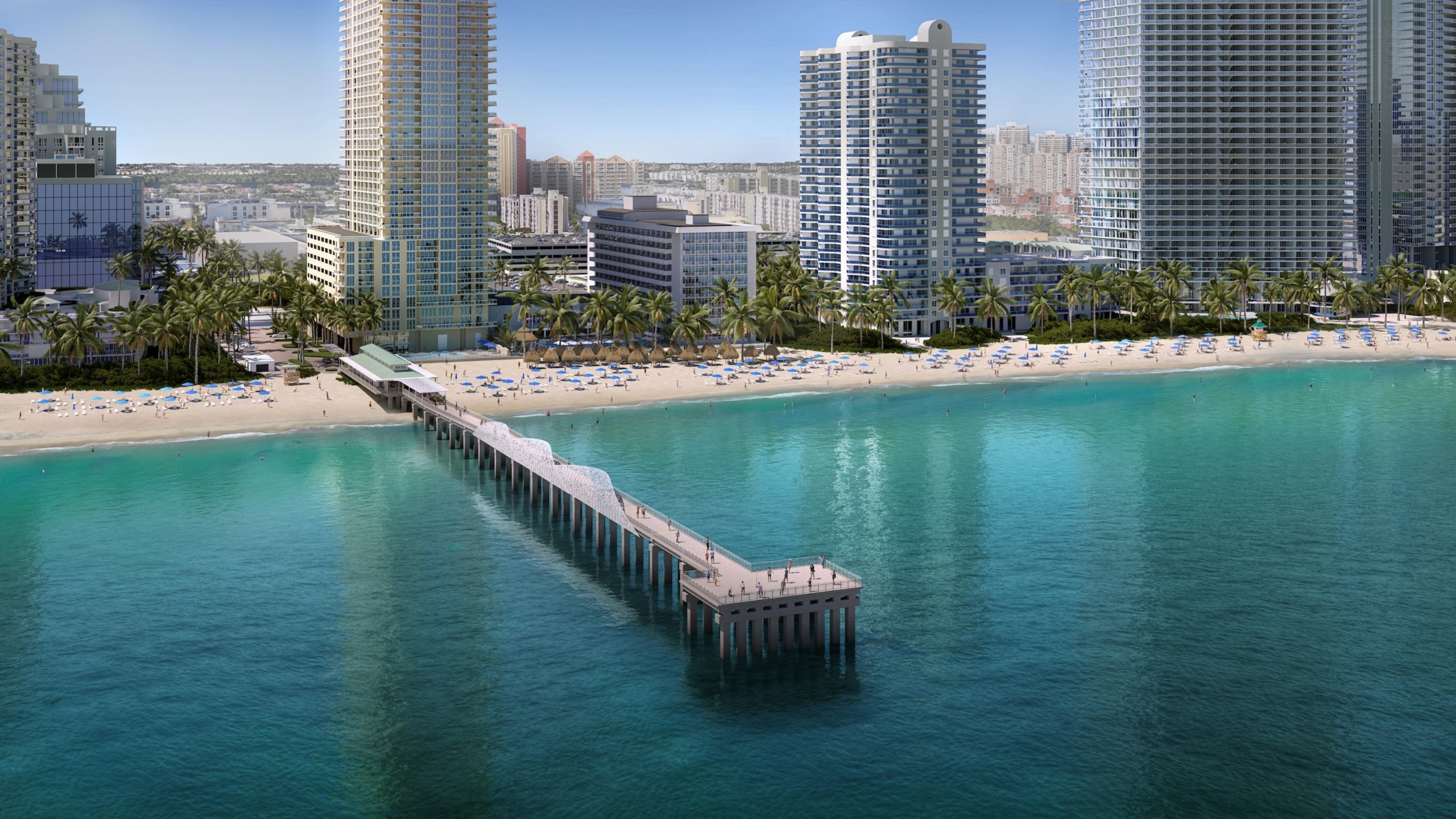 Aerial view of Newport Pier the adjacent beach