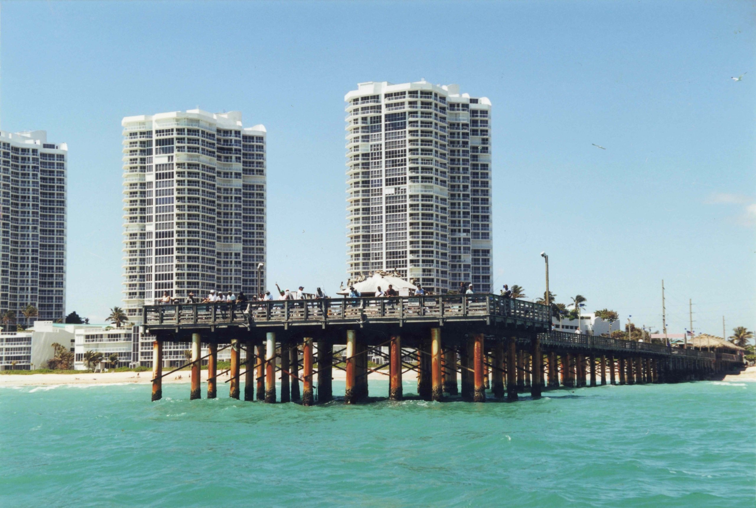 People on the bridge at Miami beach