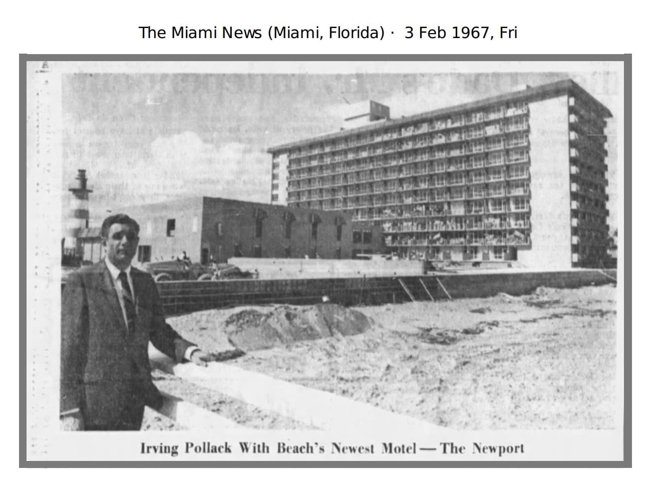 Newport Hotel photo from Miami News on February 3th, 1967