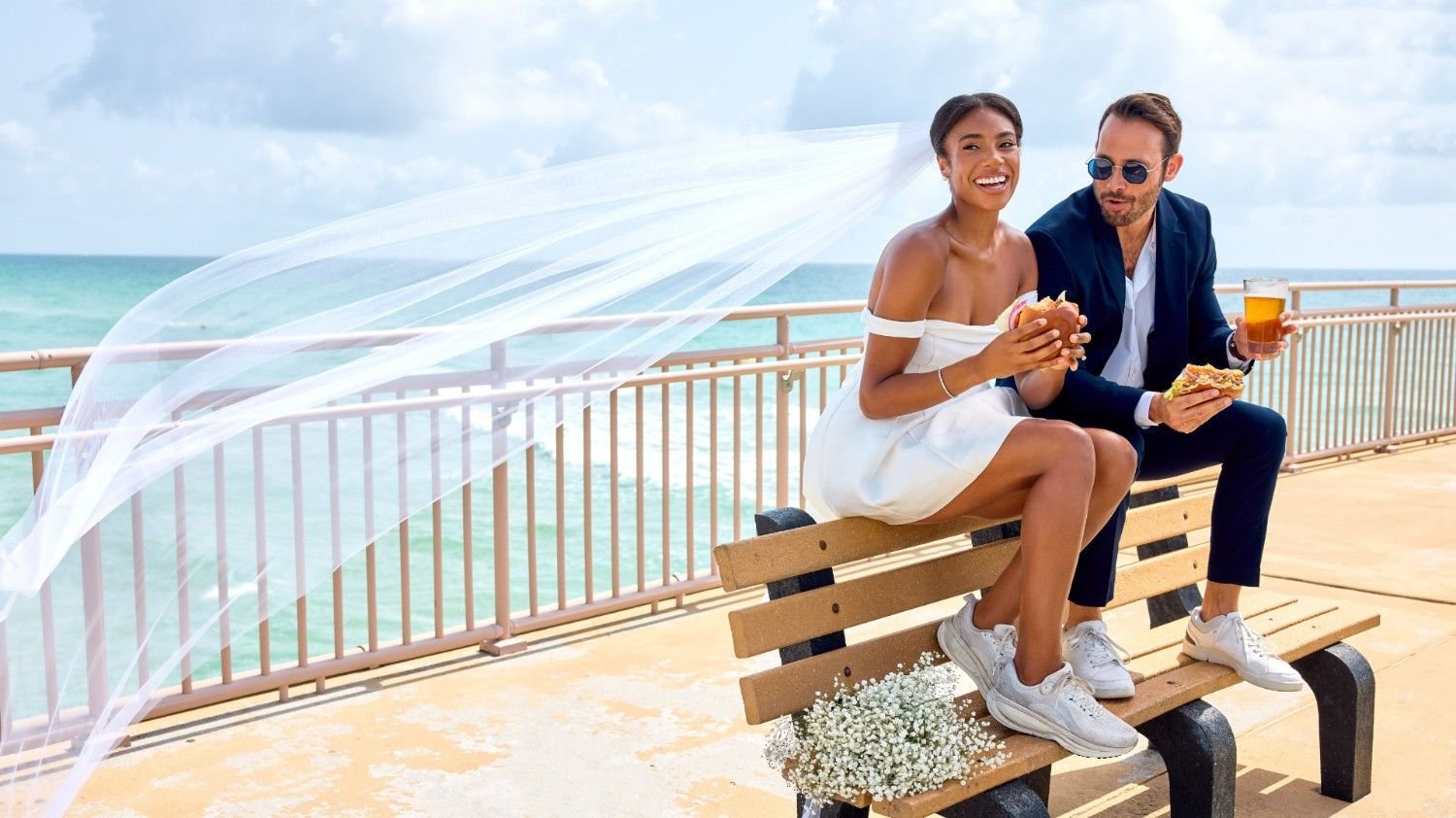 Bride and Groom on a pier