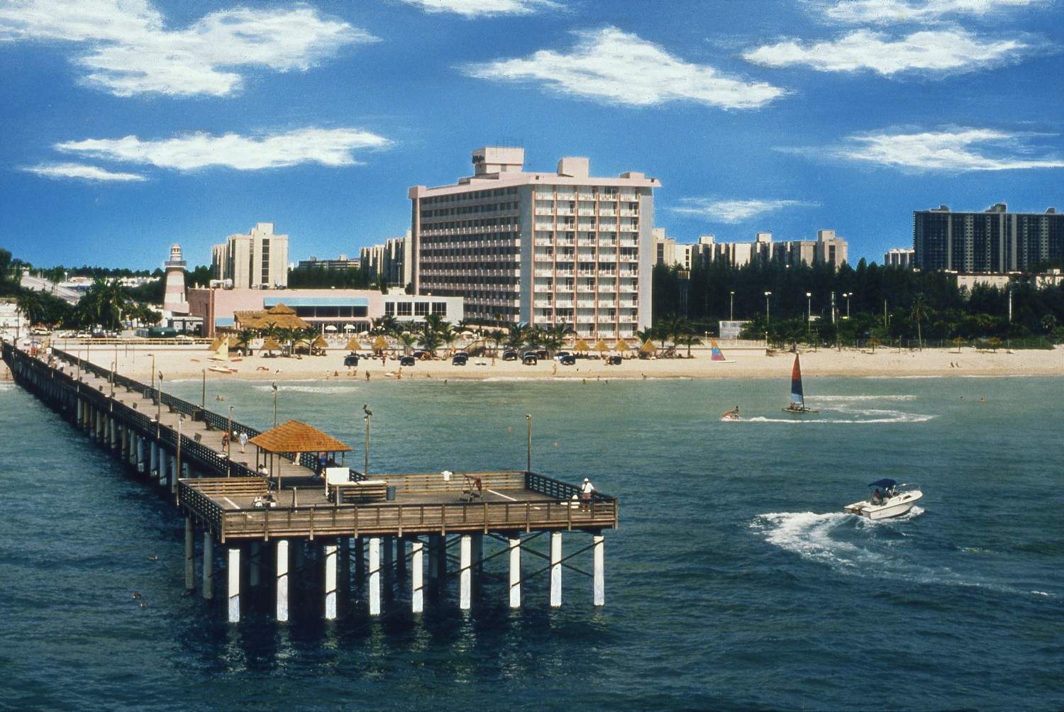 People on the bridge at Miami beach