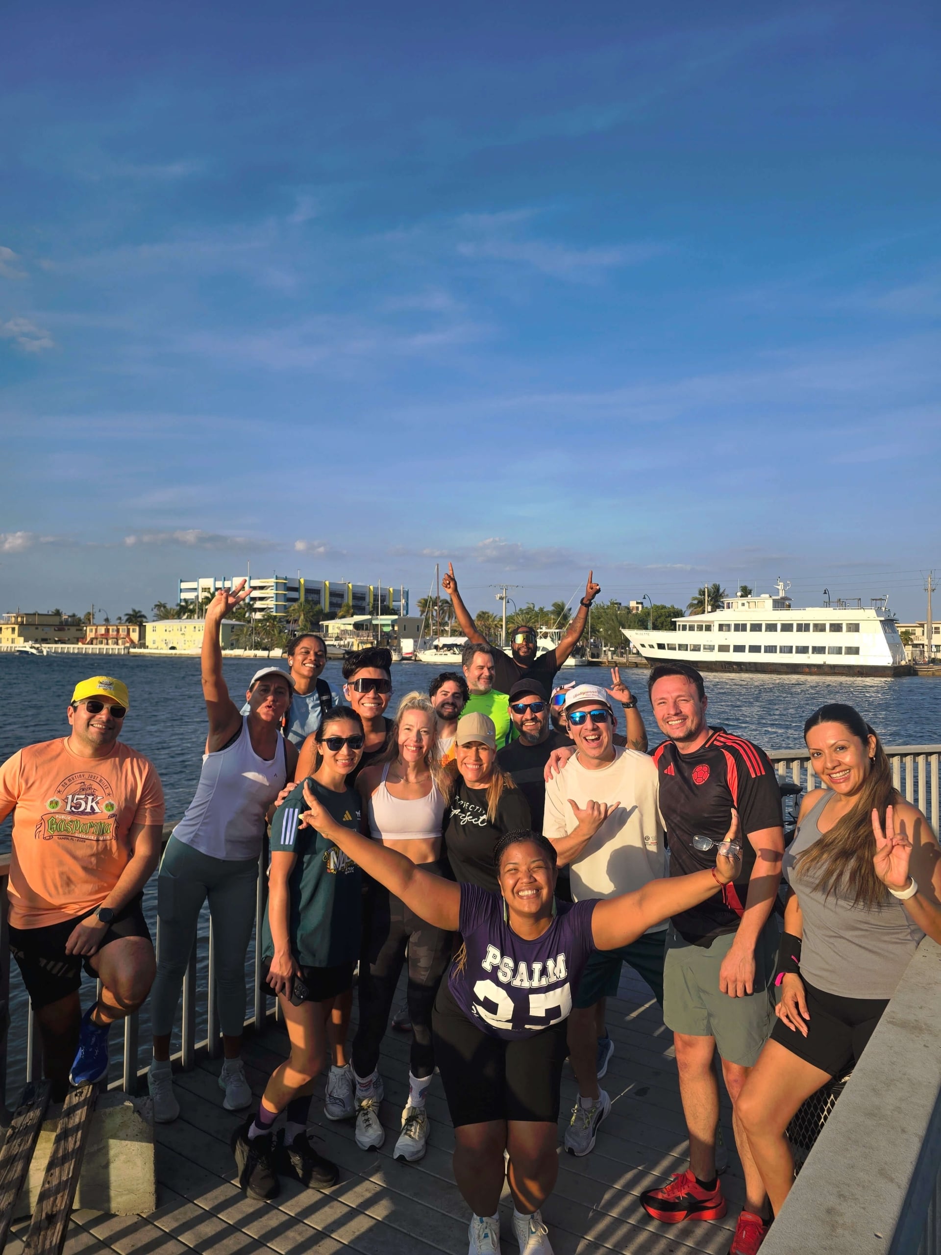 Group photo from the run club on the pier
