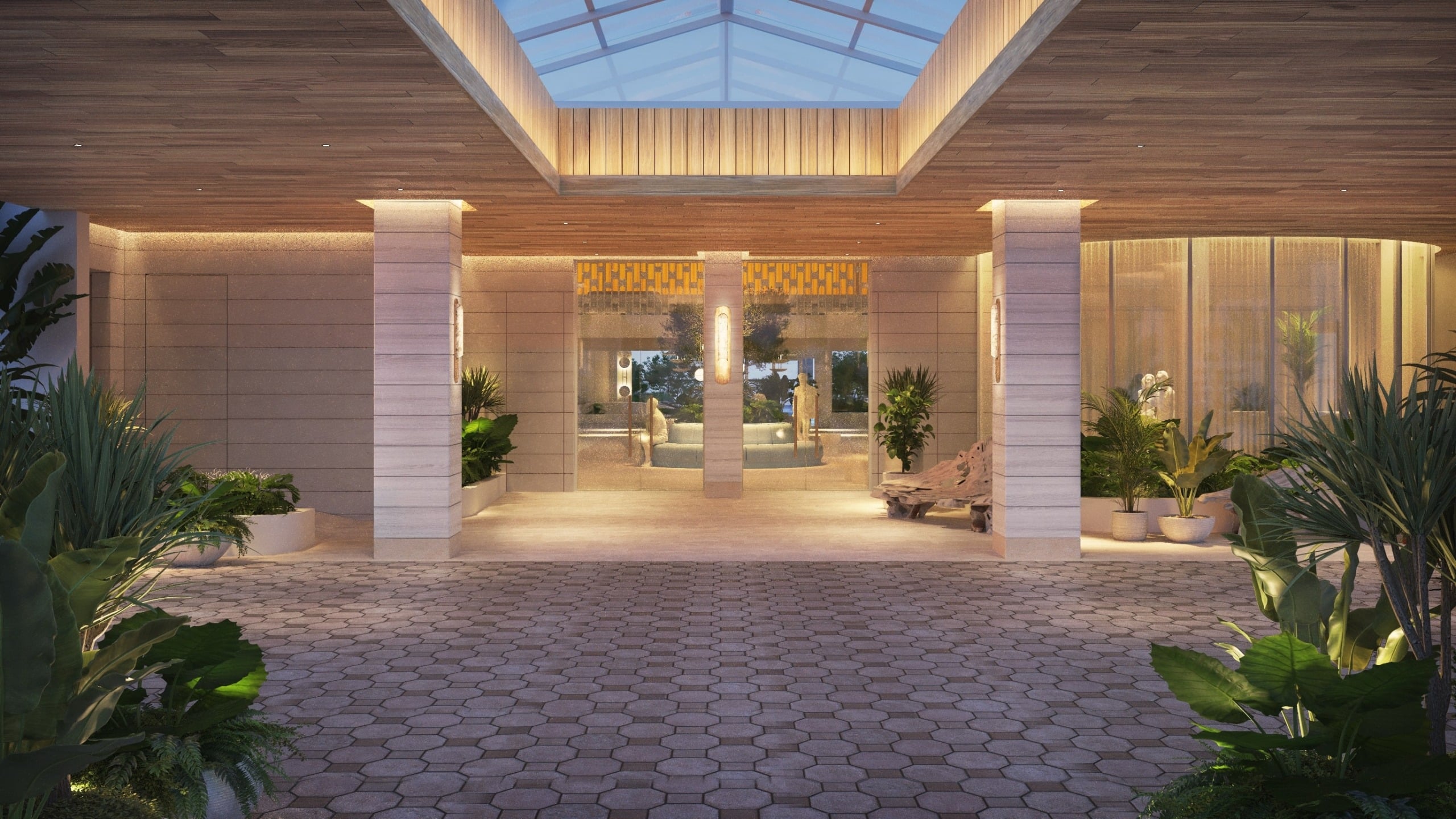 The entrance of the sunny hotel